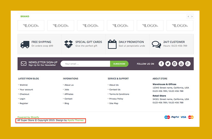 How to remove/change shopify copyrights